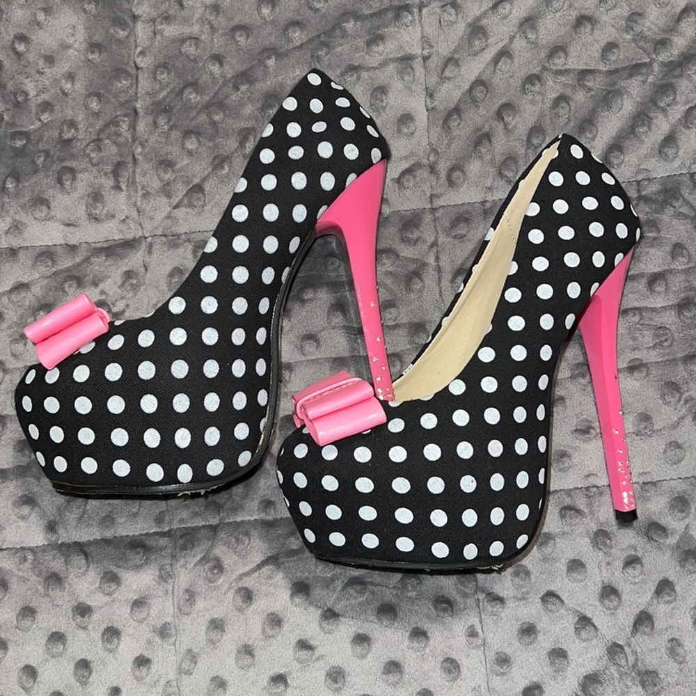 Crape Myrtle 6” heels pin up retro pageant polkadot platform rockabilly heels
